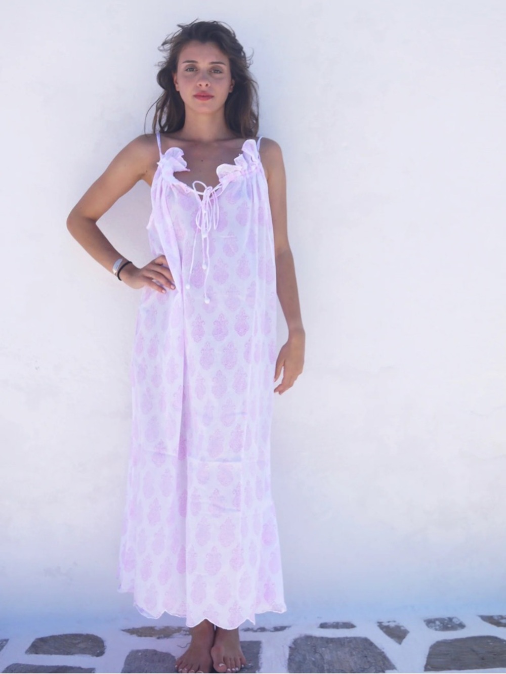 BUGGY NYC Long Náni Nighty in Paisley Pink XS/S